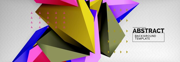 화려한 다채로운 삼각형 폴리 3D 구성 추상적인 기하학적 배경 미니멀 디자인 다각형 미래 포스터 템플릿