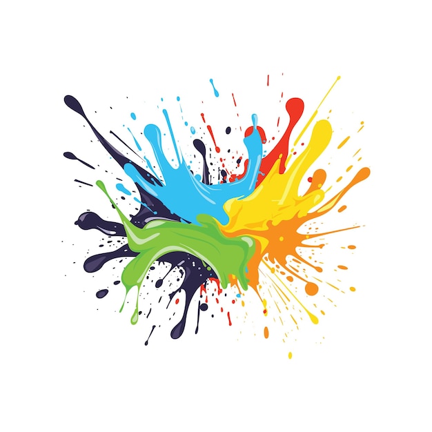 Bright colorful watercolor stain splash splatter brush stroke on white background