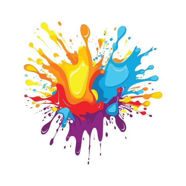 Bright colorful watercolor stain splash splatter brush stroke on white background