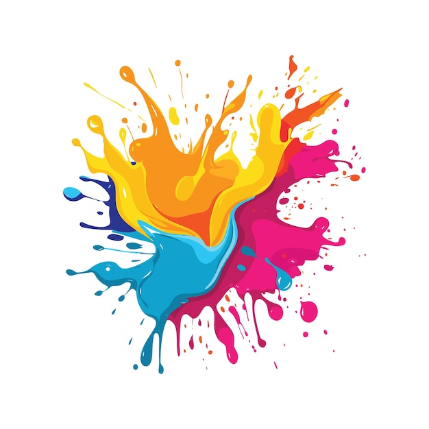 Vector bright colorful watercolor stain splash splatter brush stroke on white background
