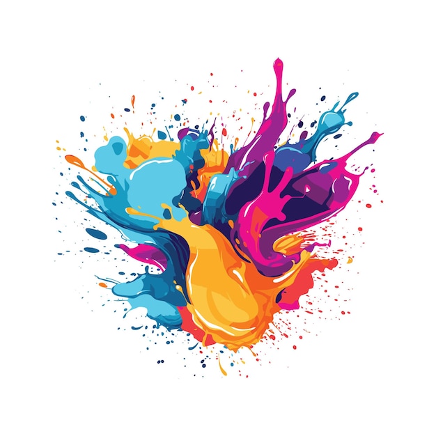 Vector bright colorful watercolor stain splash splatter brush stroke on white background