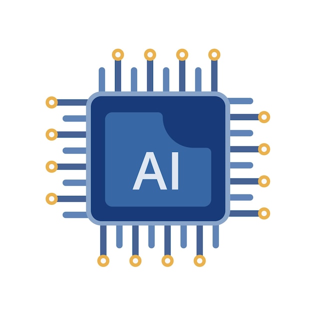 AI サインと人工知能チップの明るく創造的なベクトル イラスト