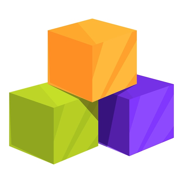Bright cubes icon cartoon vector Children building blocks