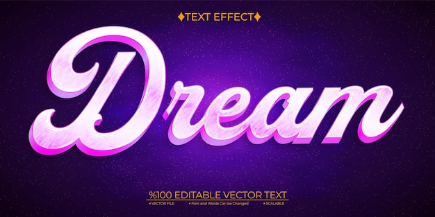 Bright dream editable vector 3d text effect