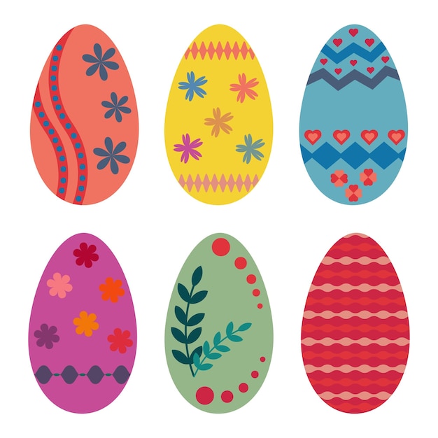 Bright Easter eggs decorated with different colors with a variety of patterns