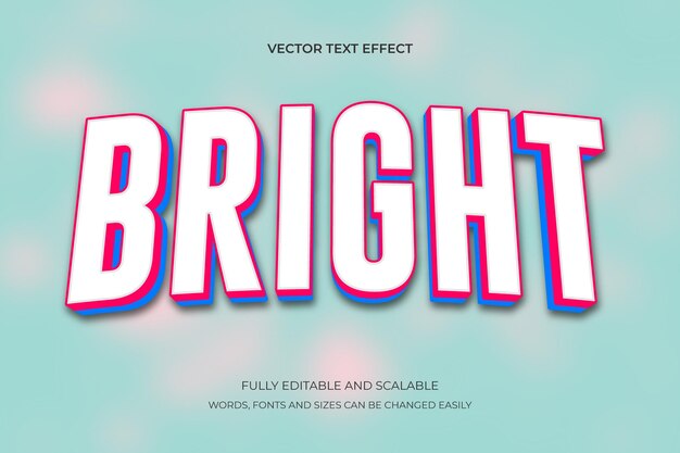 Vector bright editable 3d text style effect