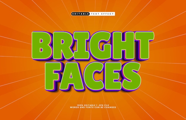 bright faces editable text effect with a play and happy text style