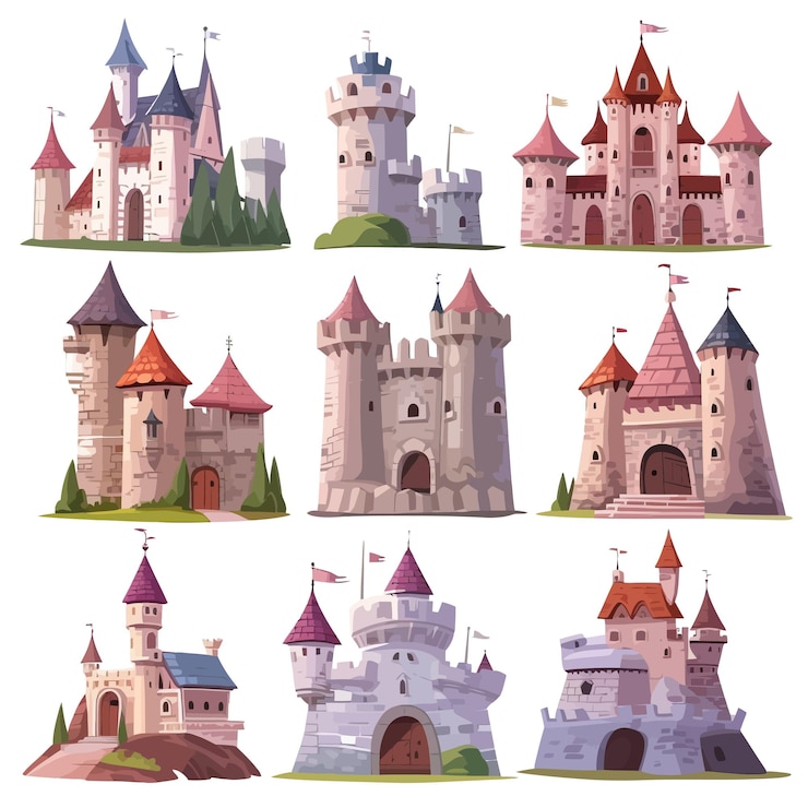 Vector bright_fairy_castles_as_fortified_middle_age