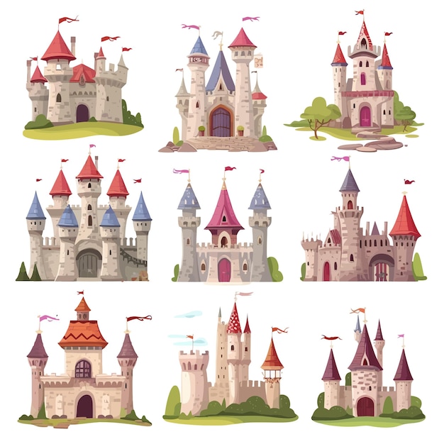 Vector bright_fairy_castles_as_fortified_middle_age