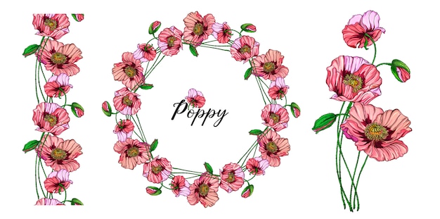 Bright floral arrangement with pink poppy flowers.