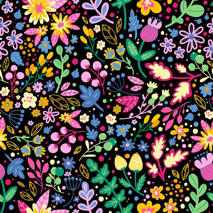 Vector bright floral pattern wonderful flower field beautiful floral background