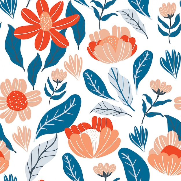 Vector bright floral seamless pattern