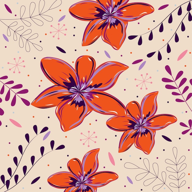 Bright flowers on pastel pattern