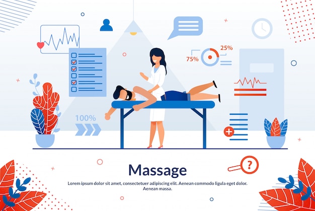 Bright Flyer Inscription Massage Cartoon Flat.