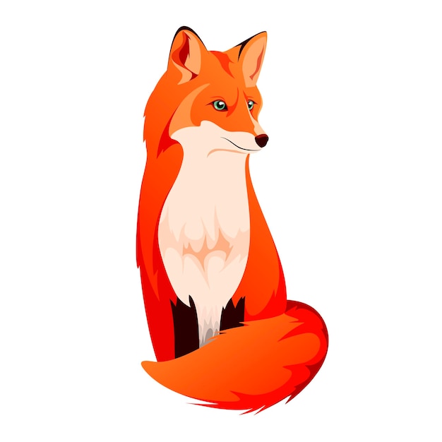 Vector a bright fox on a white background cartoon style