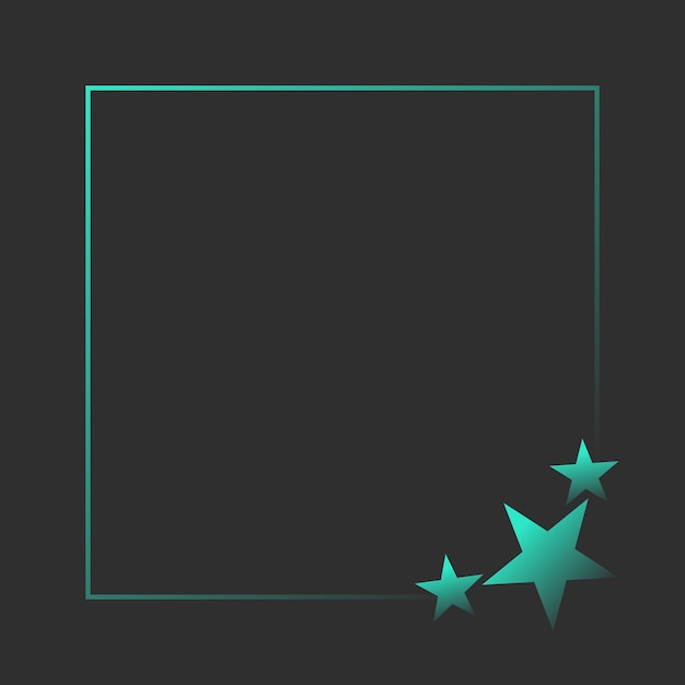 Bright frame with stars on a dark background template for text green elements on a black backgroun