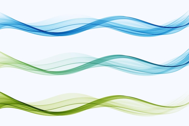 Bright fresh collection of soft bluegreen waves Abstract smooth soft dividing lines trendy headers or footers