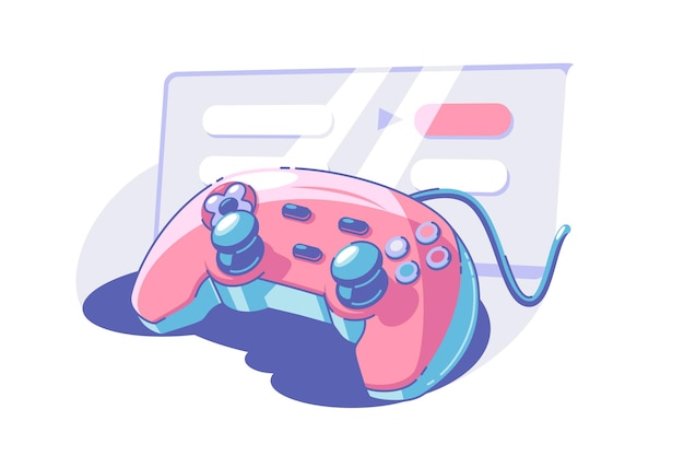 Bright gamepad with knobs vector illustration joystick or controller flat style fun pastime gaming and entertainment concept isolated