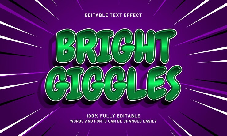 Vector bright giggles editable text effects with a joyful and happy theme