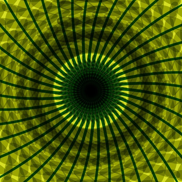 黒色の背景に輝くネオン緑色の幾何学的な線