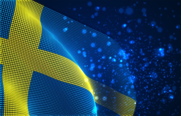 추상 점의 밝은 빛나는 국가 국기. 스웨덴