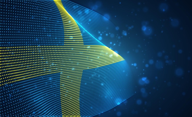 Bright glowing country flag of abstract dots.sweden