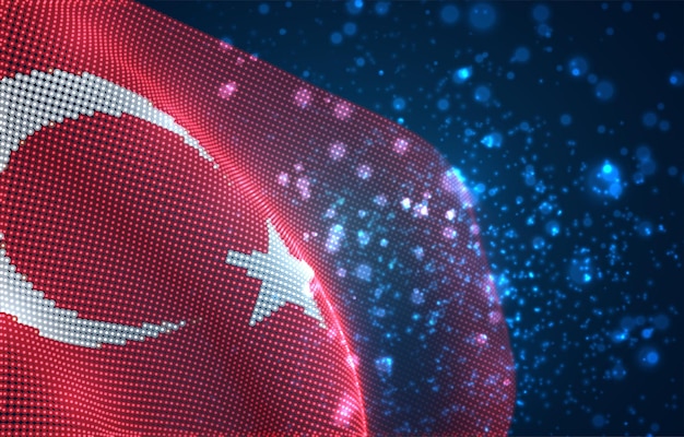 bright glowing country flag of abstract dots. Turkey