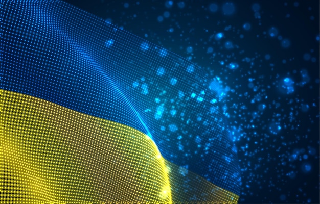 bright glowing country flag of abstract dots. Ukraine