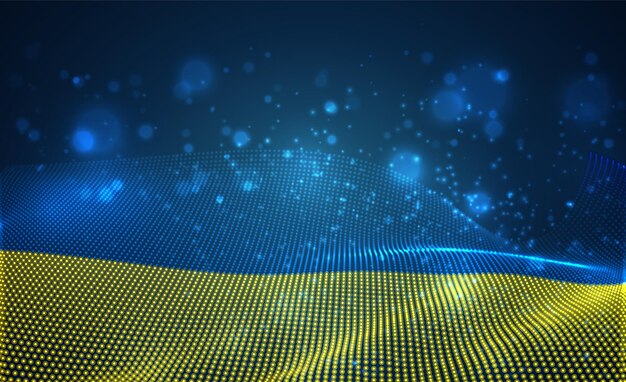 bright glowing country flag of abstract dots. Ukraine