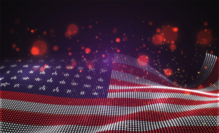 Vector bright glowing country flag of usa