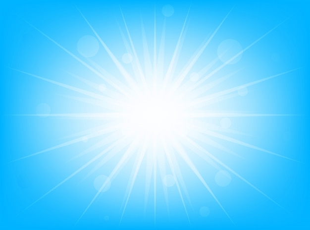 Bright glowing summer sun on a blue background