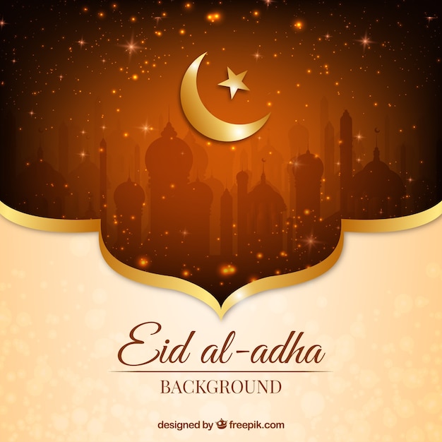 Luminoso sfondo dorato di eid al-adha