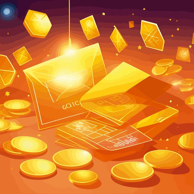 Вектор Яркие золотые цветные карты и монеты иллюстрации