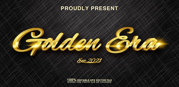 Bright golden era text style effect