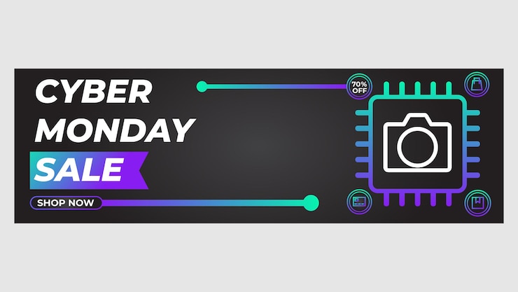 Vector bright gradient cyber monday sale promotion banner