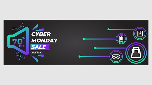 Banner di promozione della vendita di cyber lunedì sfumato luminoso