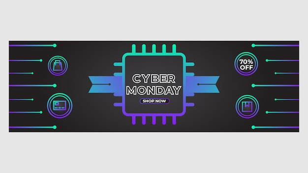 Bright gradient cyber monday sale promotion banner