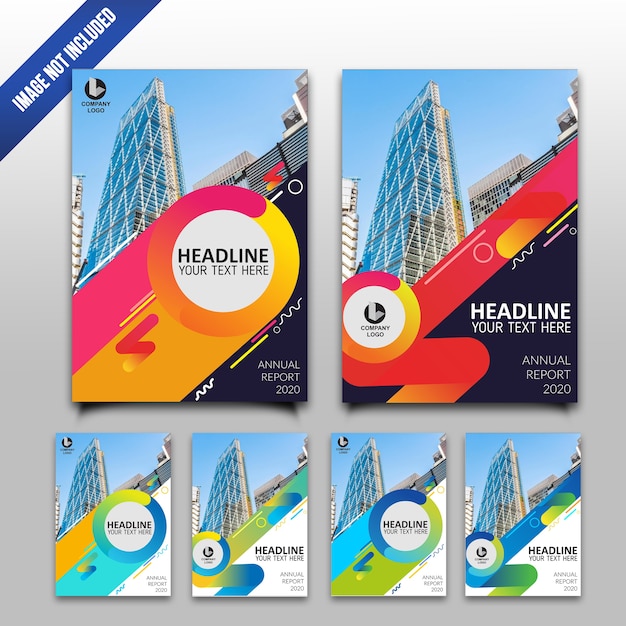 Vector bright gradient rounded shape cover annual report