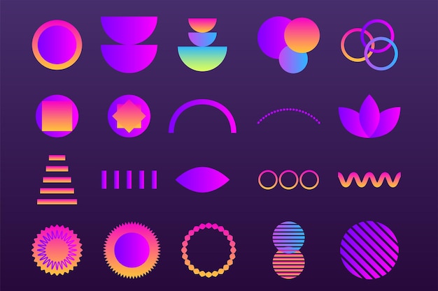 Bright Gradient Texture Graphic Symbol Element Icon Clipart Collection