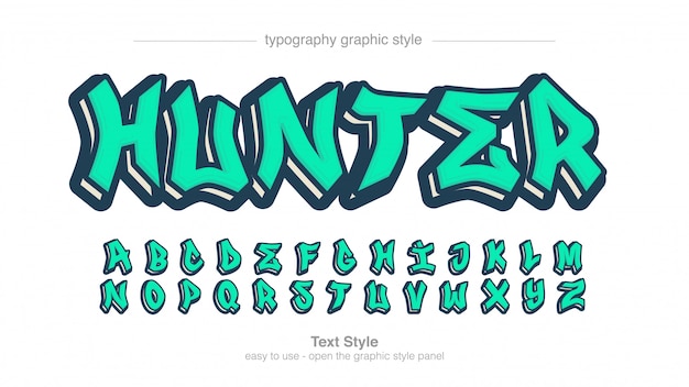 Vector bright green bold graffiti typography