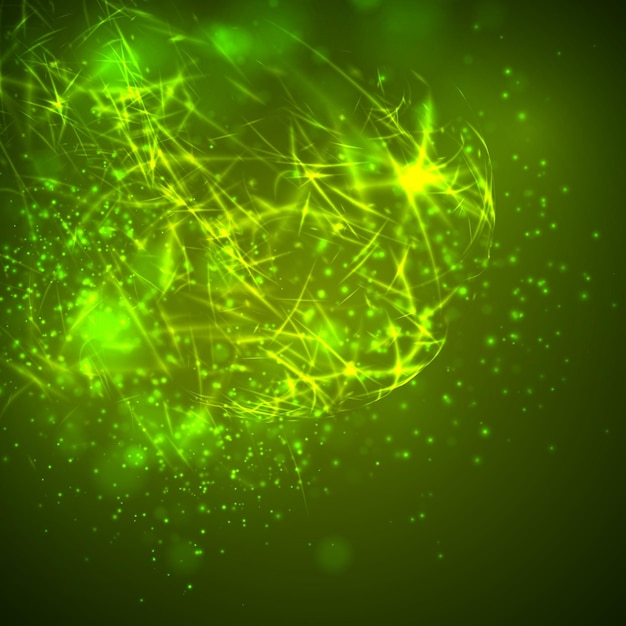 Vector a bright green colored energy stream swirling against a dark background vector