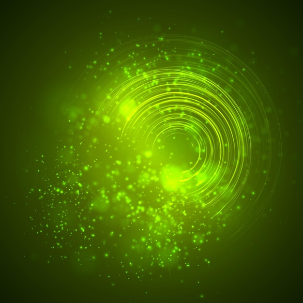 a bright green colored energy stream swirling against a dark background vector