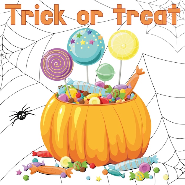 Bright halloween poster with pumpkin and candy halloween poster fun for kids