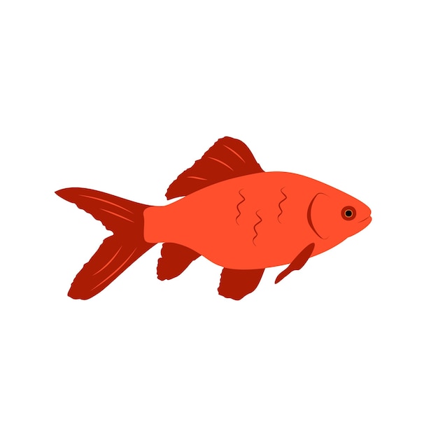 붉은 물고기의 밝은 아이콘. 바다와 바다의 자연. 평면 스타일의 벡터 일러스트 레이 션