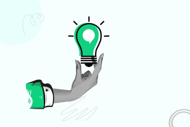 bright idea concept vector collage art template
