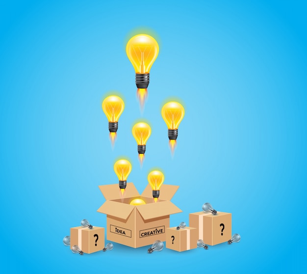 Bright idea and insight concept with yellow light bulb