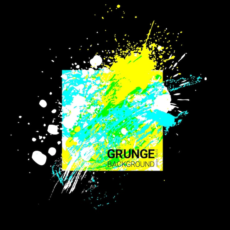 Vector bright ink watercolor splash colorful blobs abstract drops and strokes on black background vector illustration