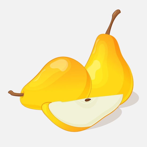 Bright juicy pear on grey background in cartoon style