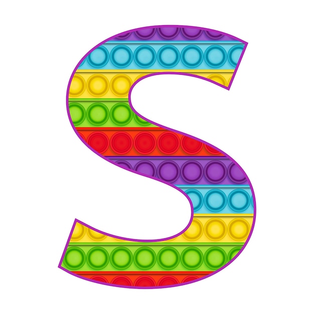 Vettore lettere luminose simple dimple pop it color arcobaleno lettera s