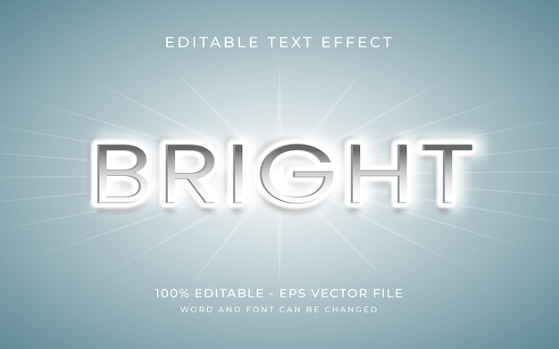 Bright of light 3d text effect style editable text effect